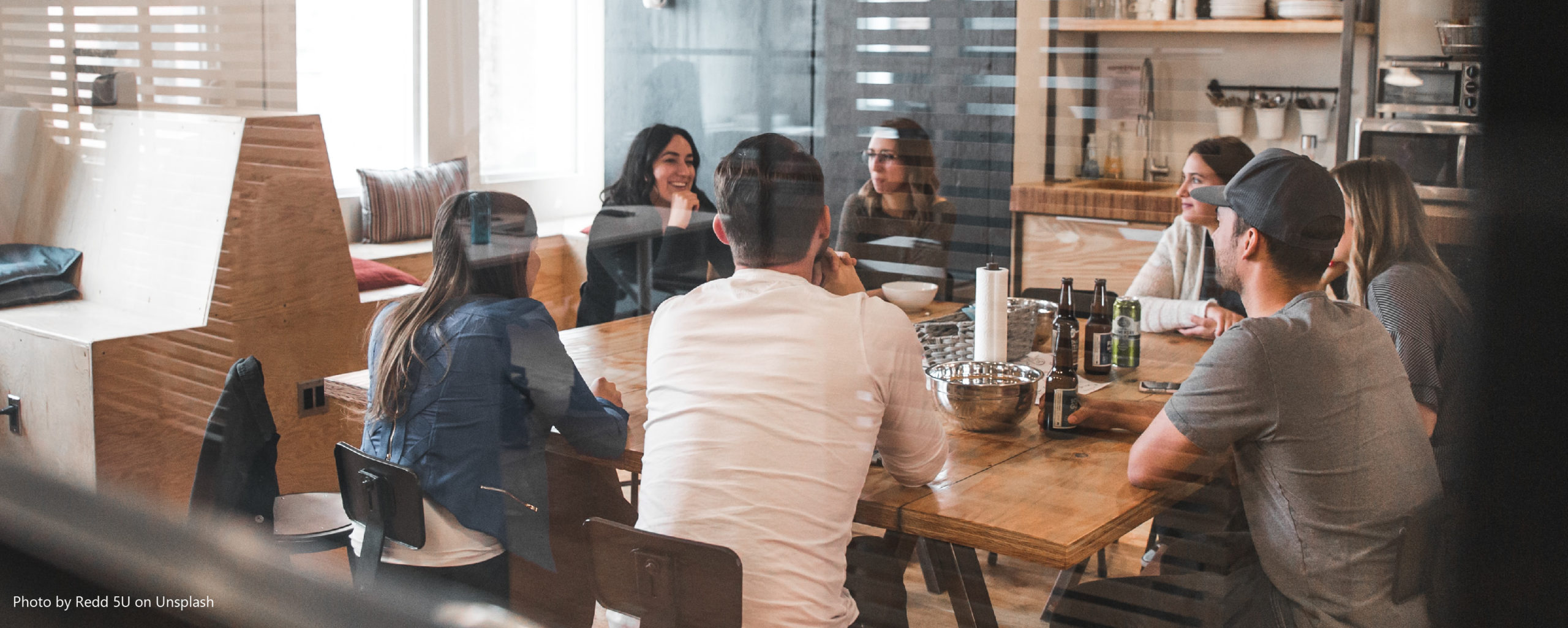 people meeting around the office cafeteria
